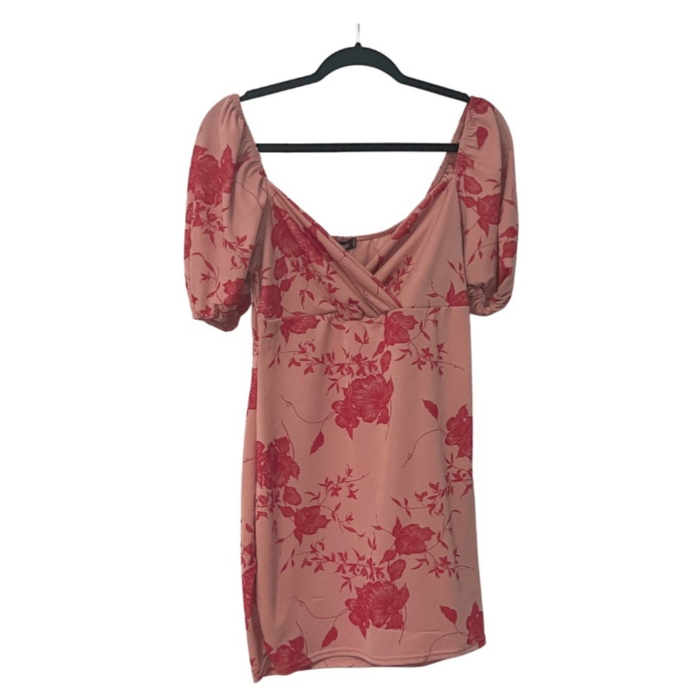 Missguided Size 12 Pink Floral Print Dress